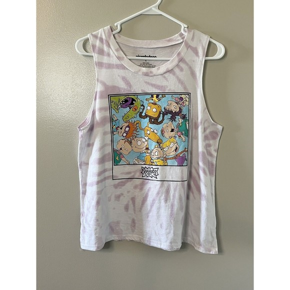 Nickelodeon Rugrats Tie Dye Muscle Tee Tank Top Women's Juniors Size L - Picture 1 of 5